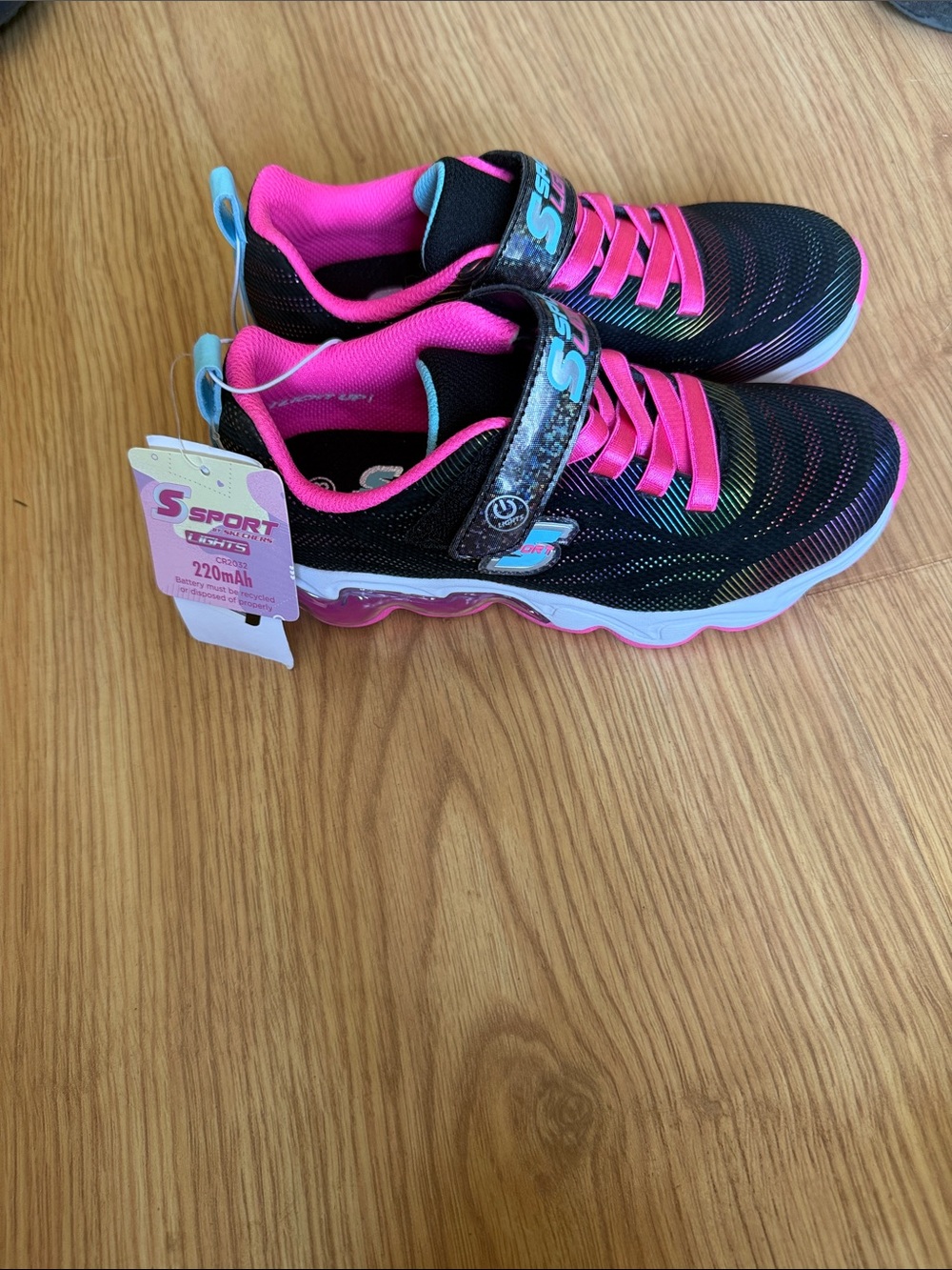 Skechers Girls' Black & Hot Pink Light-Up Sneakers